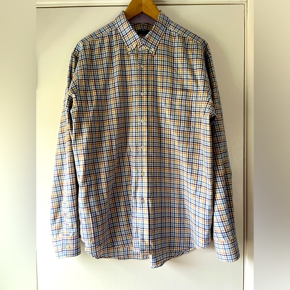 J. McLaughlin Men’s Casual Button Down Shirt Multi Color Check Plaid Flannel L